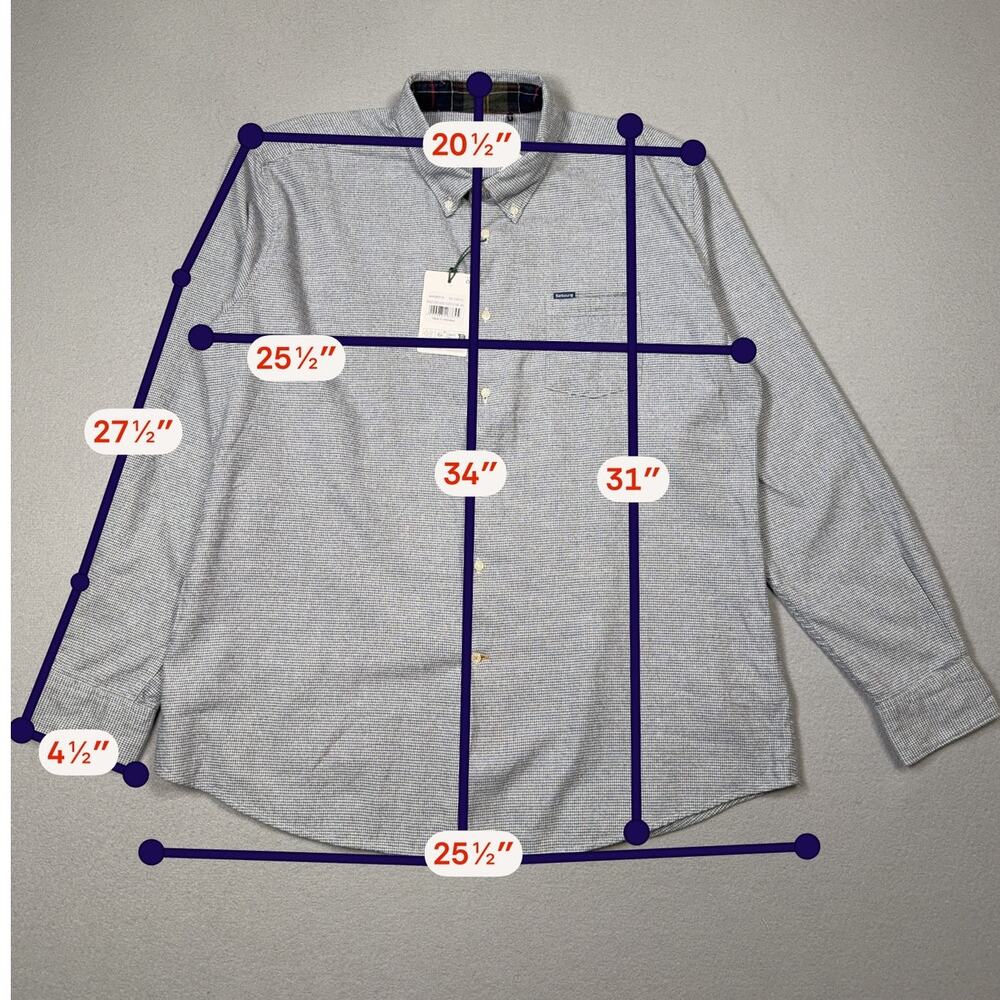 Barbour Mens Turner TailoredFit Micro-Houndstooth Button-Down Shirt Navy XL $100 - Picture 3 of 8